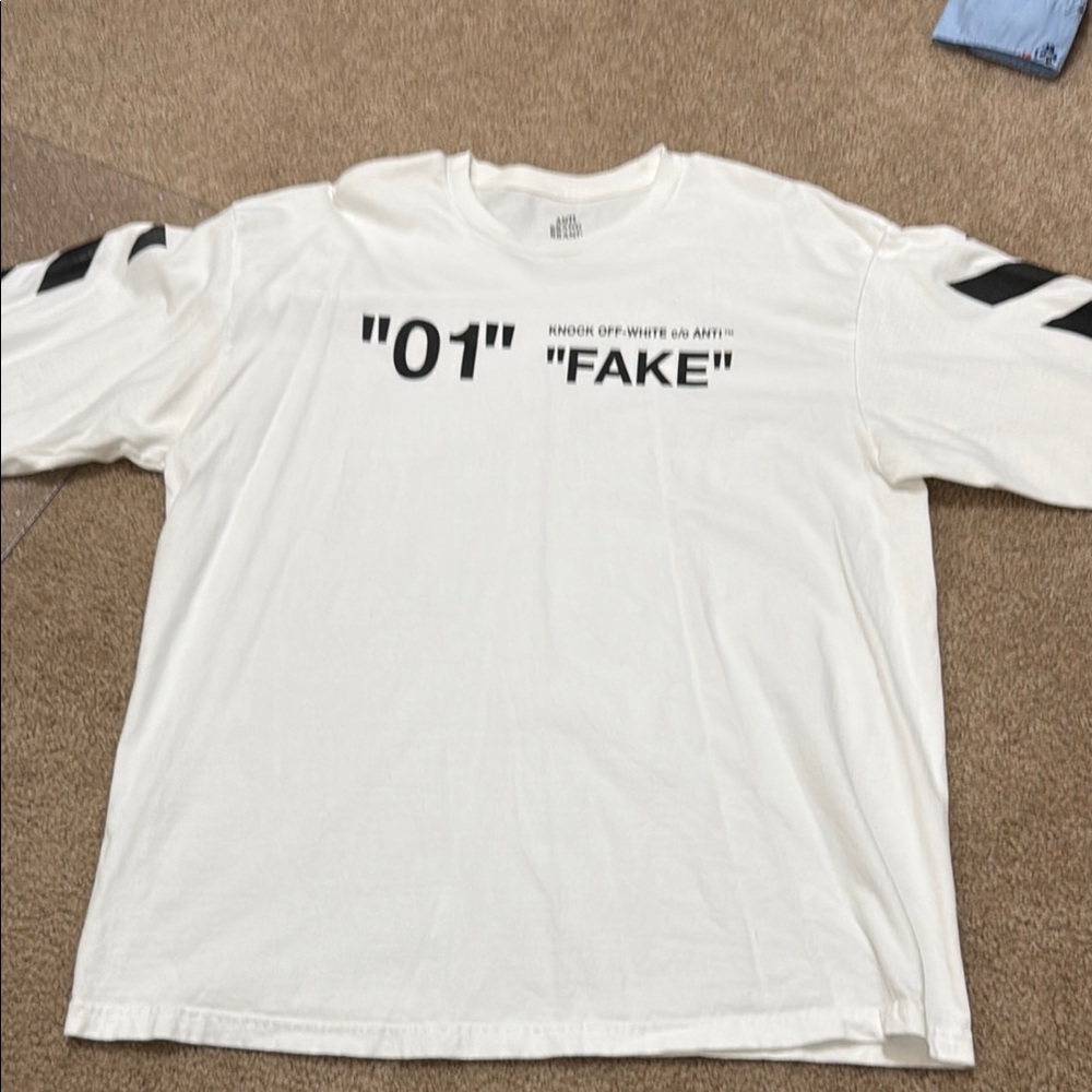 White Long Sleeve Shirt with Black Graphic Text